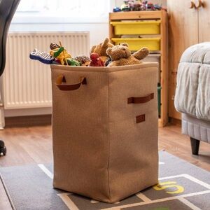 Tan Storage Bin with Handles